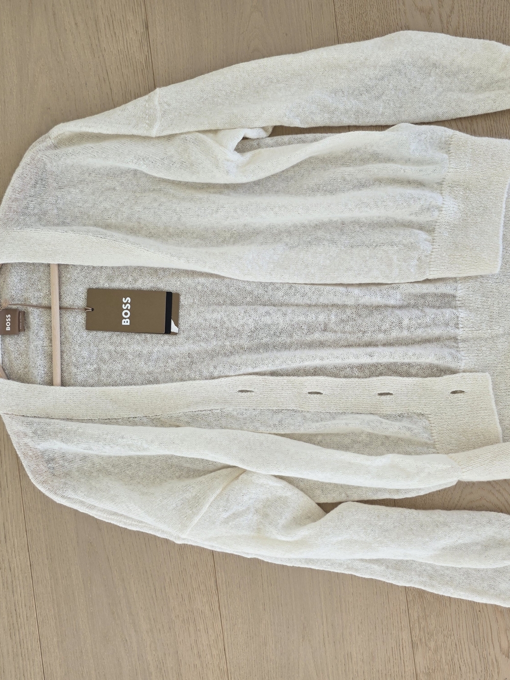 HUGO BOSS Foleda Mohair Cardigan Cream Small NWT - Picture 6 of 14